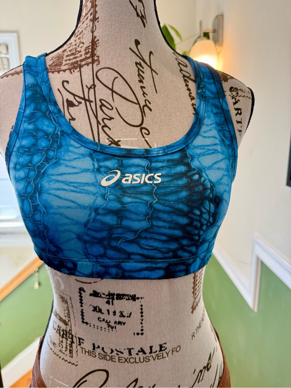 Asics Blue Teal Marbled Racerback Sports Bra